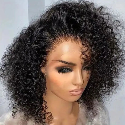 Curly Bob Wig 13x4 Lace Front Wigs Pre Plucked 250% Density Mongolian Glueless HD Kinky Curly Bob Lace Frontal Wigs Wet and Wavy High Class Cosmetics
