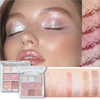 Nine-Color Eyeshadow Palette With Pearl, Fine Sparkle, Layerable Shimmer, Bright Glitter And Vibrant Colors New For Unisex High Class Cosmetics