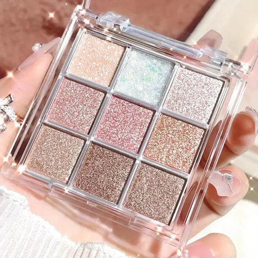 Nine-Color Eyeshadow Palette With Pearl, Fine Sparkle, Layerable Shimmer, Bright Glitter And Vibrant Colors New For Unisex High Class Cosmetics
