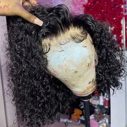 Curly Bob Wig 13x4 Lace Front Wigs Pre Plucked 250% Density Mongolian Glueless HD Kinky Curly Bob Lace Frontal Wigs Wet and Wavy High Class Cosmetics