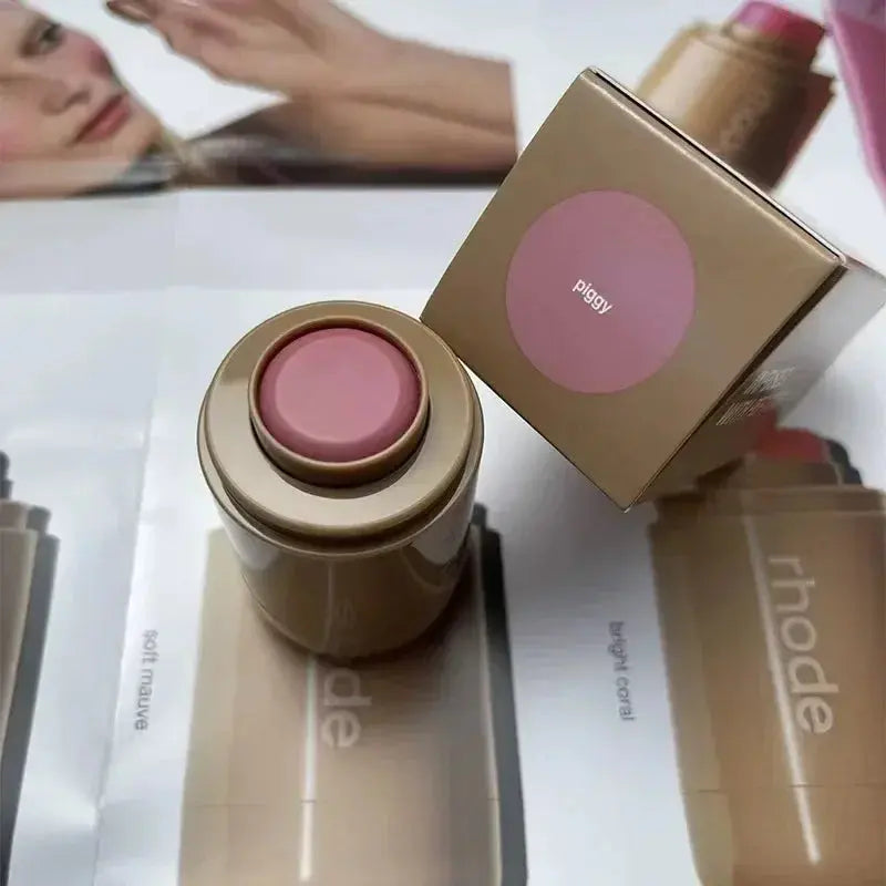 Rhod Pocket Blush LIP Stick Lip And Cheek Hydrating Stick Natural Rouge Powder Blush Cream Lipstick Cheek Easy To Apply Color High Class Cosmetics
