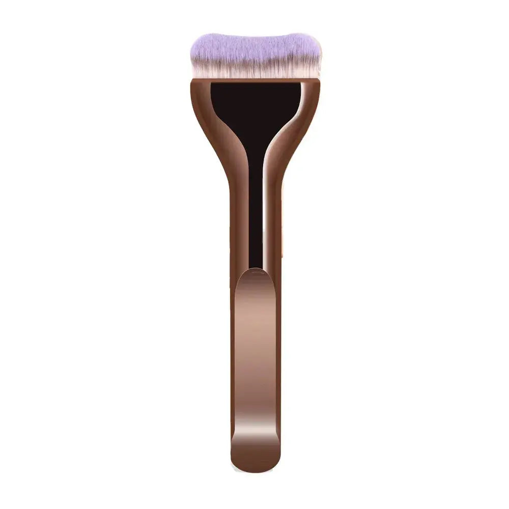 Professional Foundation Brush - Soft Nylon Bristles, Elegant Brown Handle, for BB Cream, Liquid Foundation, Powder - Travel High Class Cosmetics
