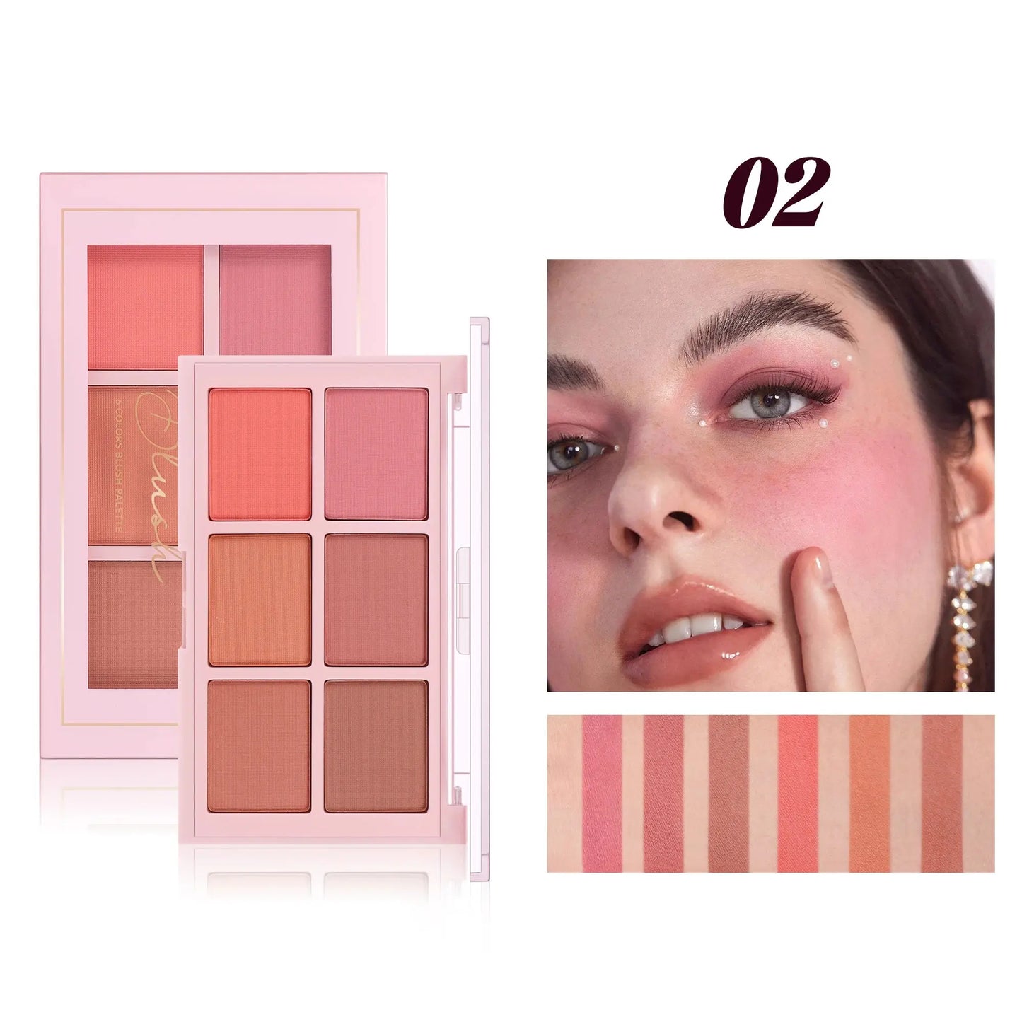 Matte Blush Palette Highly Pigmented Long Lasting Face Makeup Natural Finish Brighten Skin Contour Highlight Powder High Class Cosmetics