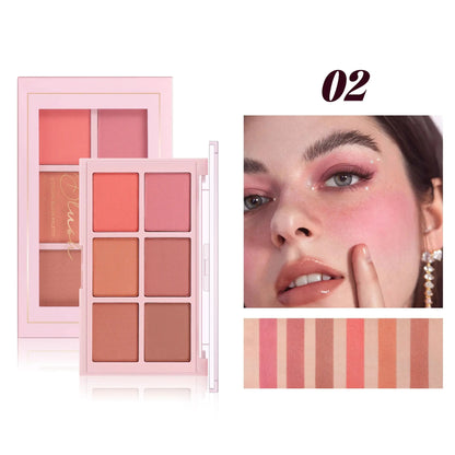 Matte Blush Palette Highly Pigmented Long Lasting Face Makeup Natural Finish Brighten Skin Contour Highlight Powder High Class Cosmetics