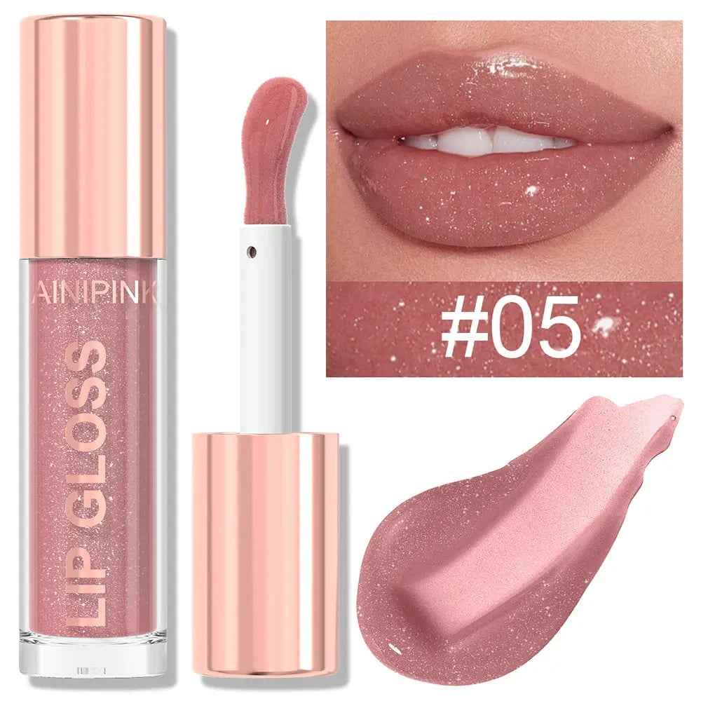 Glitter Lip Gloss Lipstick, Lip Tint Moisturizing Hydrating Long Lasting  Non-Stick Cup Waterproof Nude Lip Plumper High Pigment High Class Cosmetics