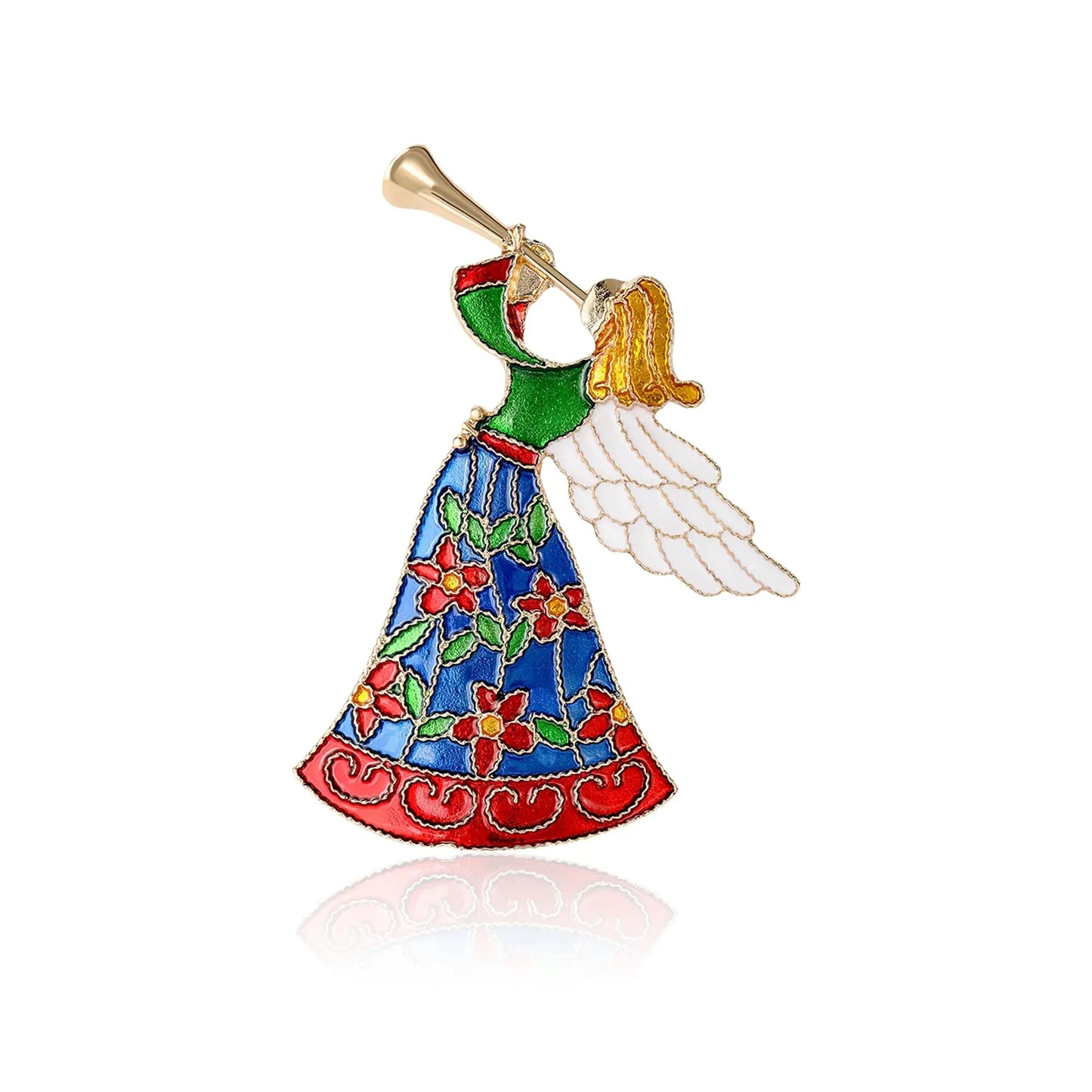 Beaut&Berry Elegant Enamel Speaker Angel Brooches for Women Character Pins Friends Party Gifts Banquet Jewellery Accessories High Class Cosmetics