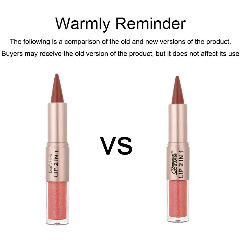 2IN1 Tapered Gradient Lipliner Pen Nude Brown Mirror Glass Lip Gloss Matte Lip Liner Waterproof Lip Contour Non Stick Makeup High Class Cosmetics