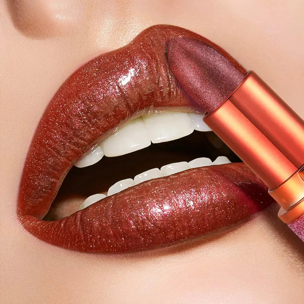 Rose smoke powder, bright starry sky, glossy velvet texture, durable, make your lips shiny, waterproof, anti-fouling. High Class Cosmetics