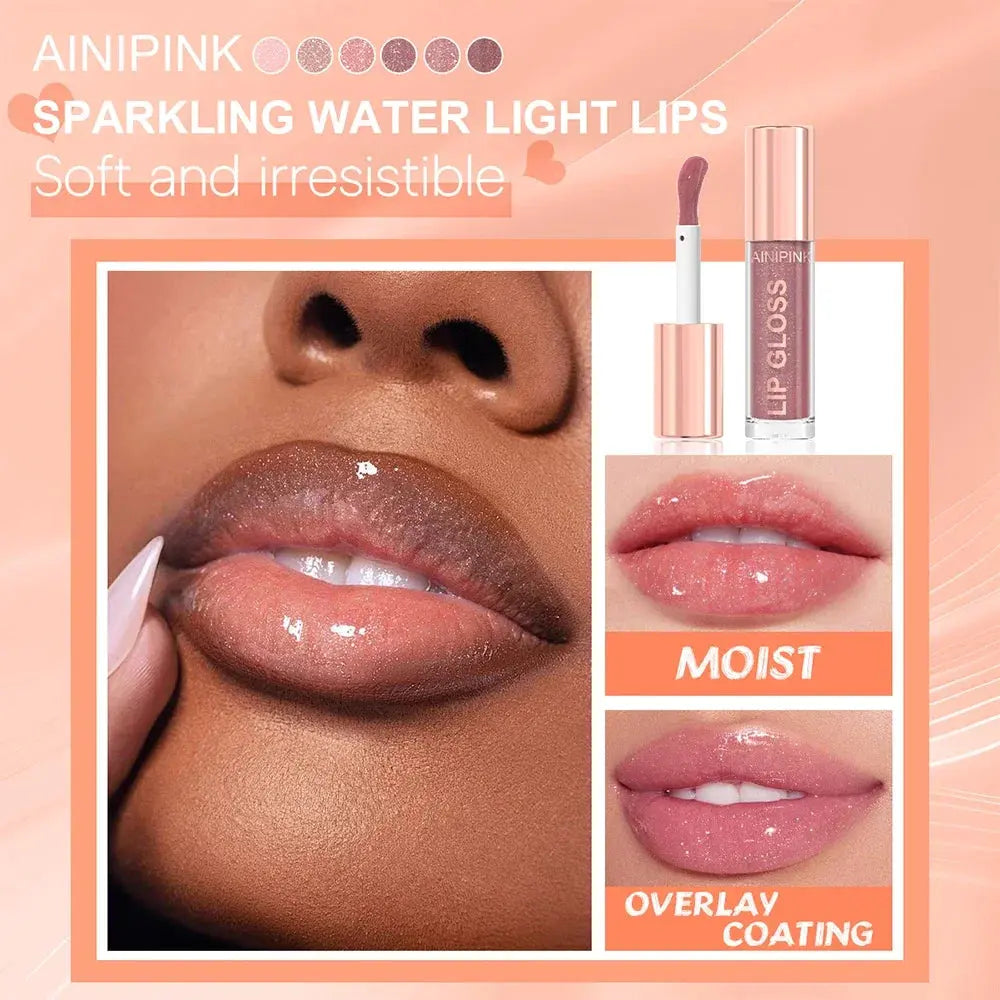 Glitter Lip Gloss Lipstick, Lip Tint Moisturizing Hydrating Long Lasting  Non-Stick Cup Waterproof Nude Lip Plumper High Pigment High Class Cosmetics