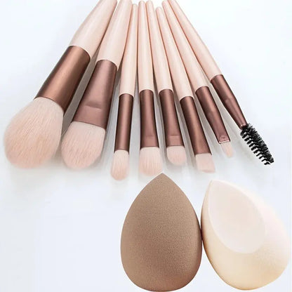 8Makeup brush set & 2Makeup sponge set，Suitable for women to use - Soft nylon bristles，Full coverage foundation/Blush/Eyeshadow High Class Cosmetics