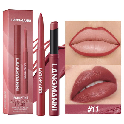 Integrated waterproof lipliner+lipstick lipstick lipstick set,no smudge,no fade,no cup,durable,easy to create a perfect makeup! High Class Cosmetics