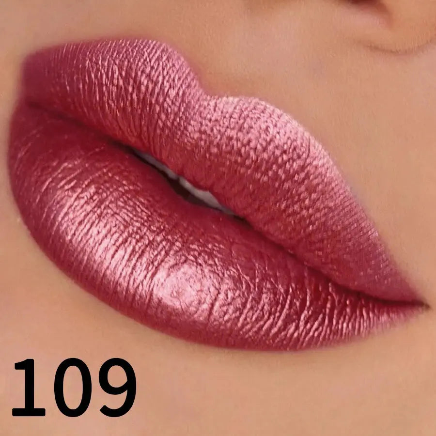 19 colors glitter lipstick hydrating red pink sparkling shine lip color highly pigmented lip tints metallic finish lip makeup High Class Cosmetics