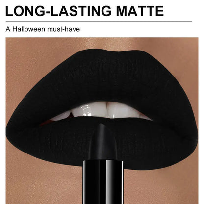 Matte black lipstick, long-lasting waterproof, no creases, Gothic dark makeup party, Halloween cosplay makeup High Class Cosmetics
