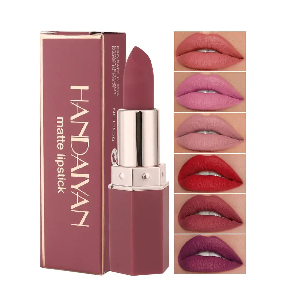 6-Color Matte Lipstick , Non-Fading, Non-Stick Cup Long-Lasting Velvet Finish, Smooth Matte Lip Color Waterproof Smudge-proof High Class Cosmetics