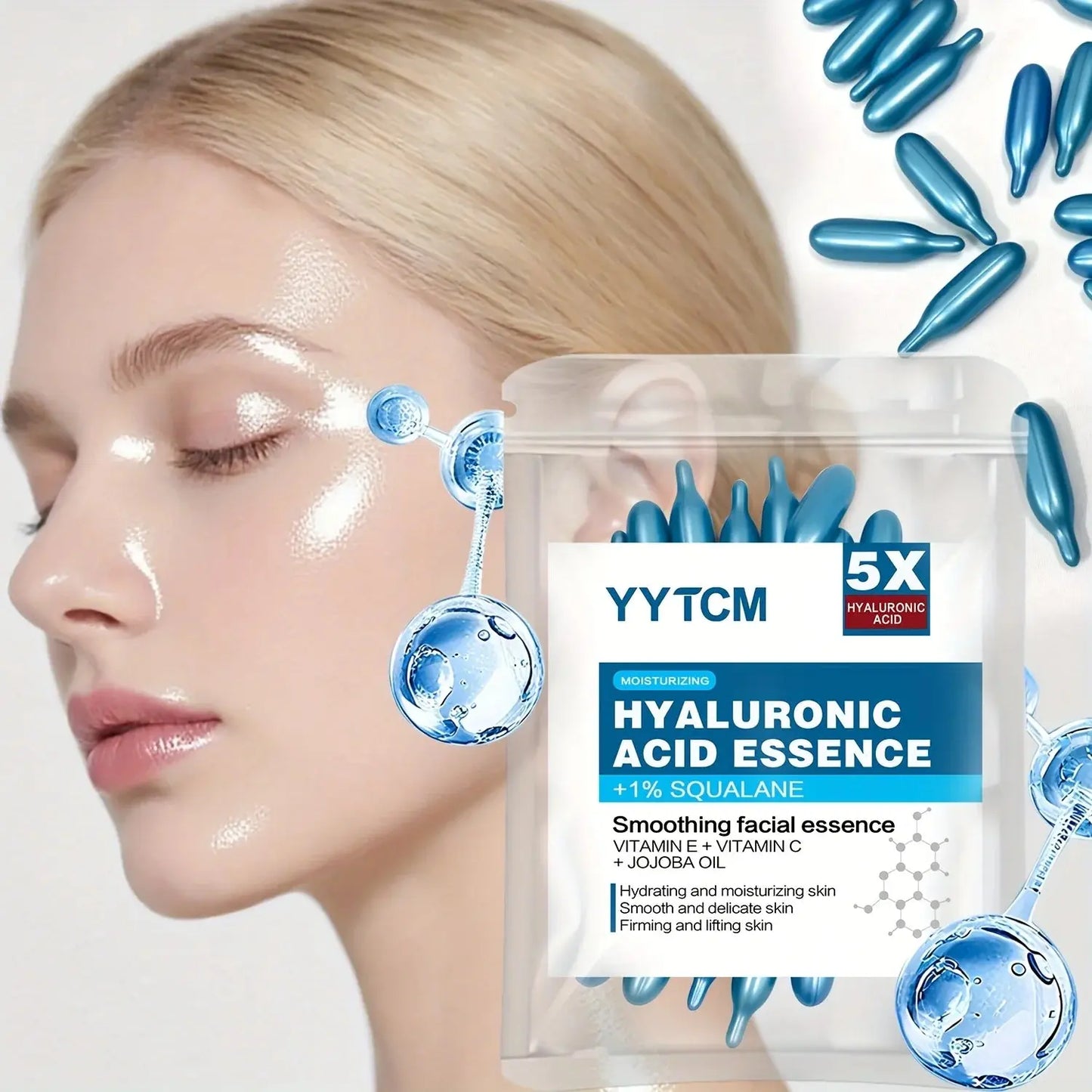Hyaluronic acid deep moisturizing capsule essence, deep moisturizing and brightening skin essence (0.4gx30 capsules)/bag -1 bag High Class Cosmetics