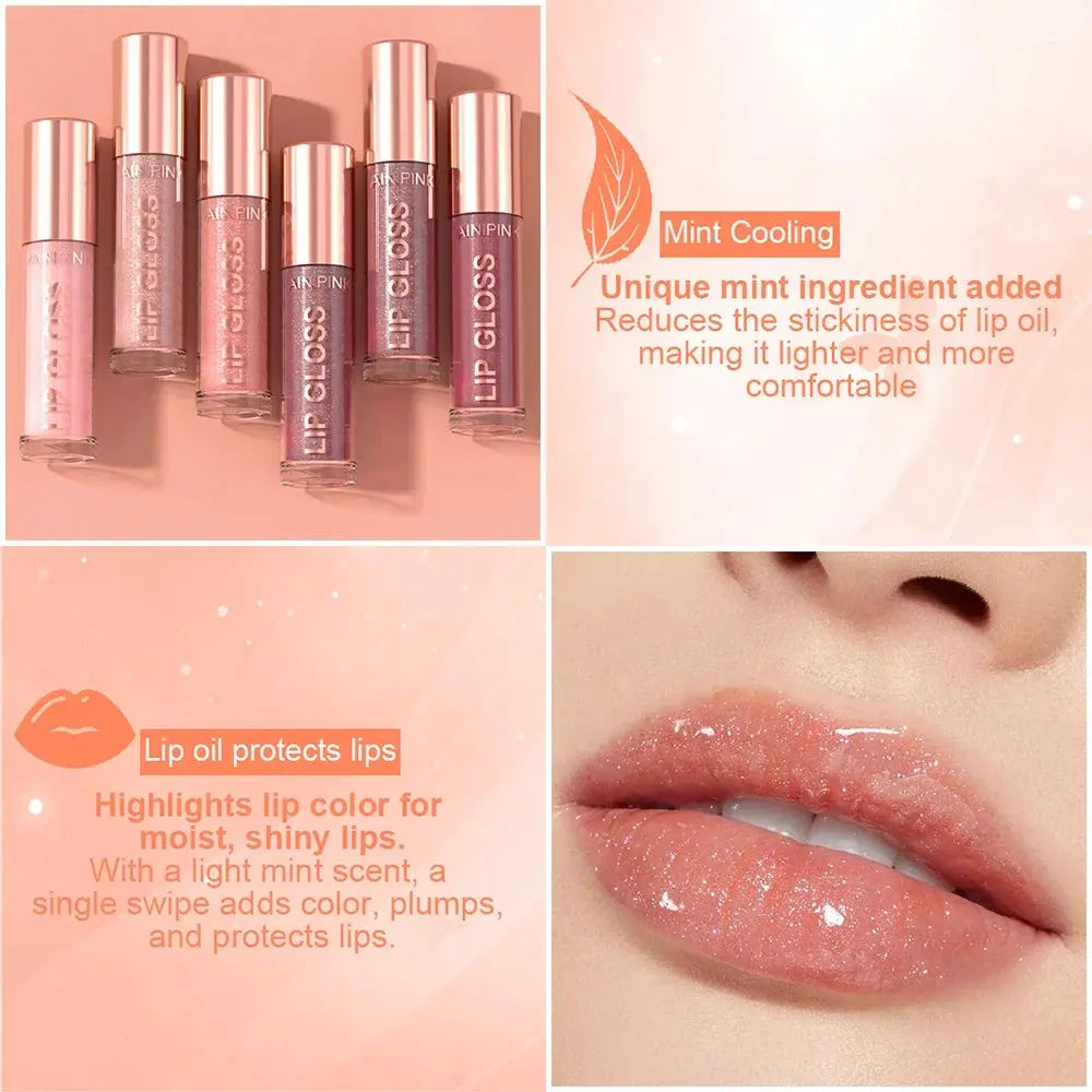Glitter Lip Gloss Lipstick, Lip Tint Moisturizing Hydrating Long Lasting  Non-Stick Cup Waterproof Nude Lip Plumper High Pigment High Class Cosmetics