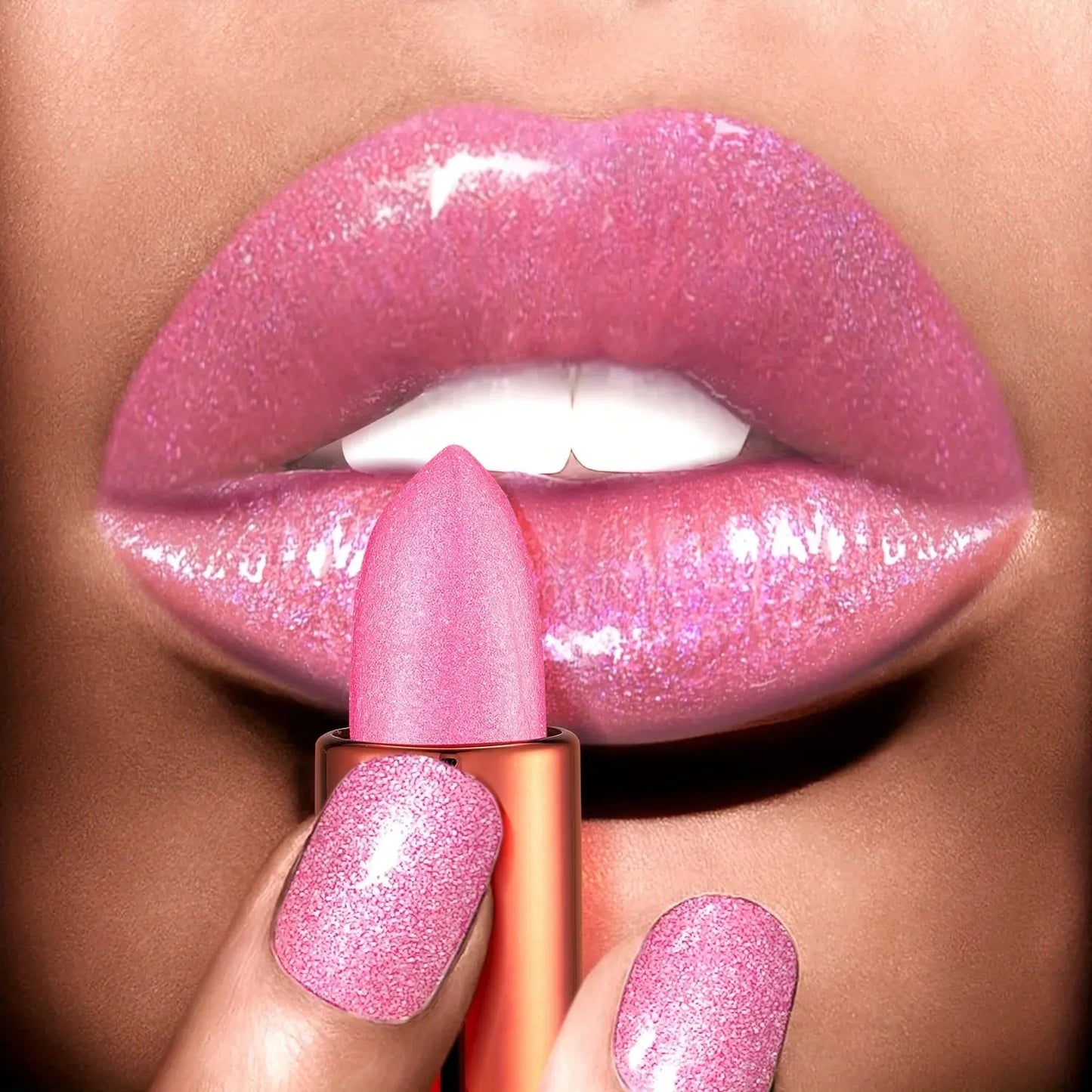 Rose smoke powder, bright starry sky, glossy velvet texture, durable, make your lips shiny, waterproof, anti-fouling. High Class Cosmetics