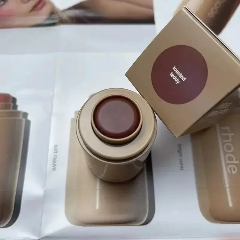 Rhod Pocket Blush LIP Stick Lip And Cheek Hydrating Stick Natural Rouge Powder Blush Cream Lipstick Cheek Easy To Apply Color High Class Cosmetics