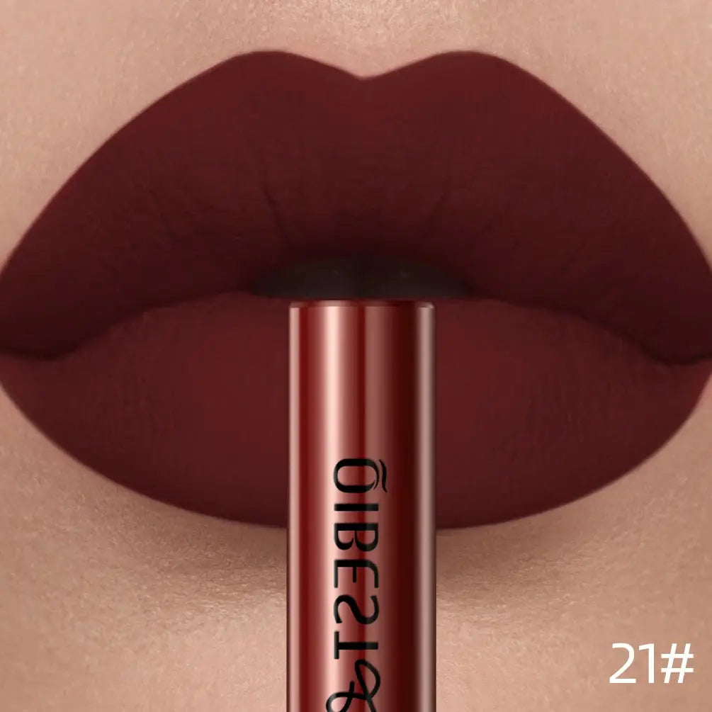 QIBEST Matte Liquid Lipstick Waterproof Long Lasting Velvet Lip Gloss Tint Tube Matte Nude Pigment Red Lipgloss Lips Makeup High Class Cosmetics