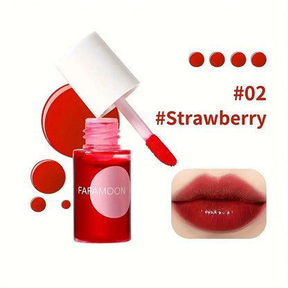 4 color Fruity Lip Tint Water Gloss Tint,Moisturizing Waterproof Liquid Lipstick, Non-Stick,High Pigment,Long-Lasting Colors High Class Cosmetics