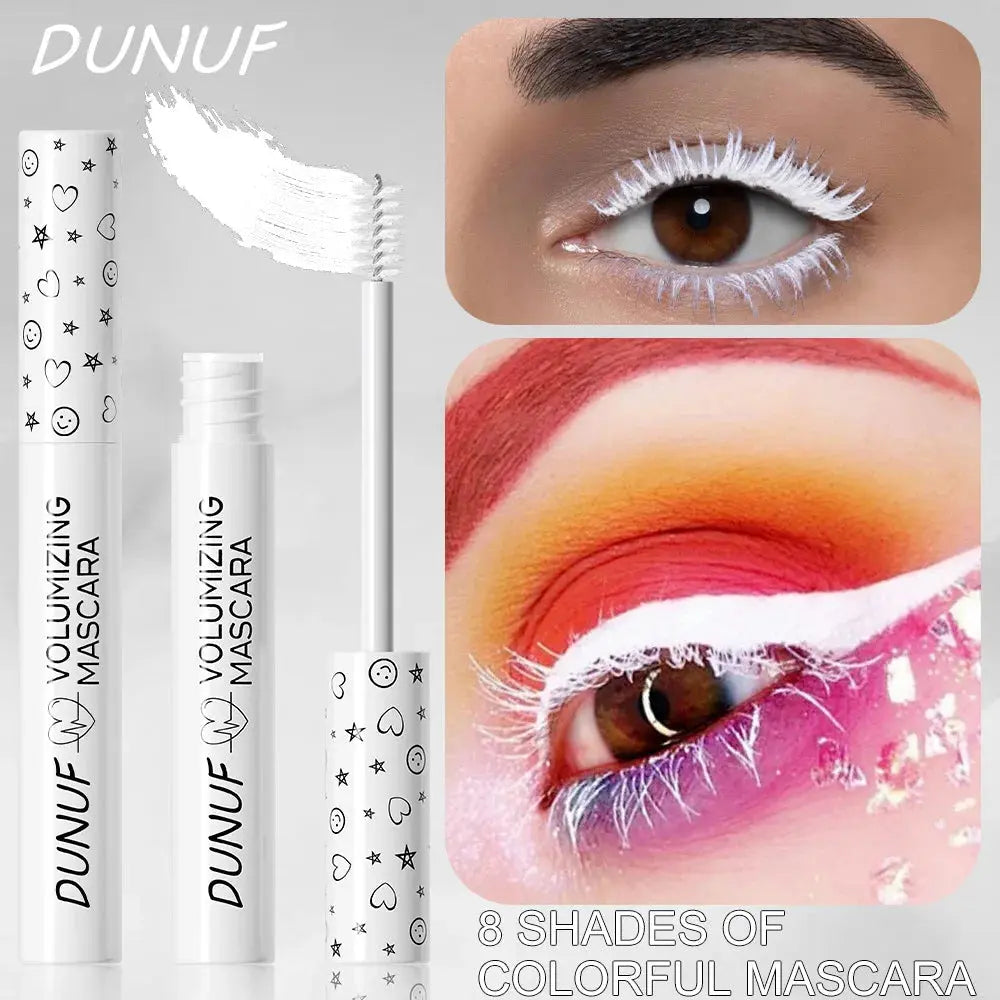 White Slender Curly Mascara, Color Mascara Waterproof Not Easy To Smudge, Portable Fine Brush Head，Holiday Makeup High Class Cosmetics