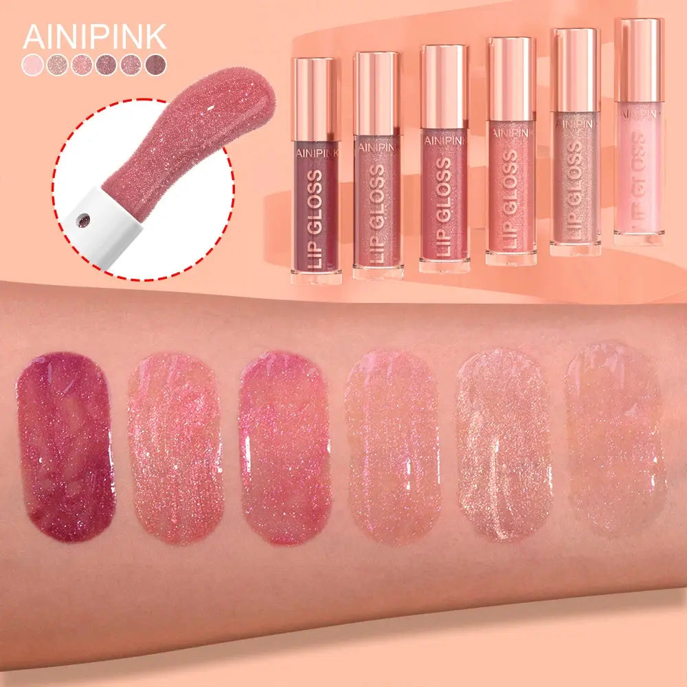 Glitter Lip Gloss Lipstick, Lip Tint Moisturizing Hydrating Long Lasting  Non-Stick Cup Waterproof Nude Lip Plumper High Pigment High Class Cosmetics