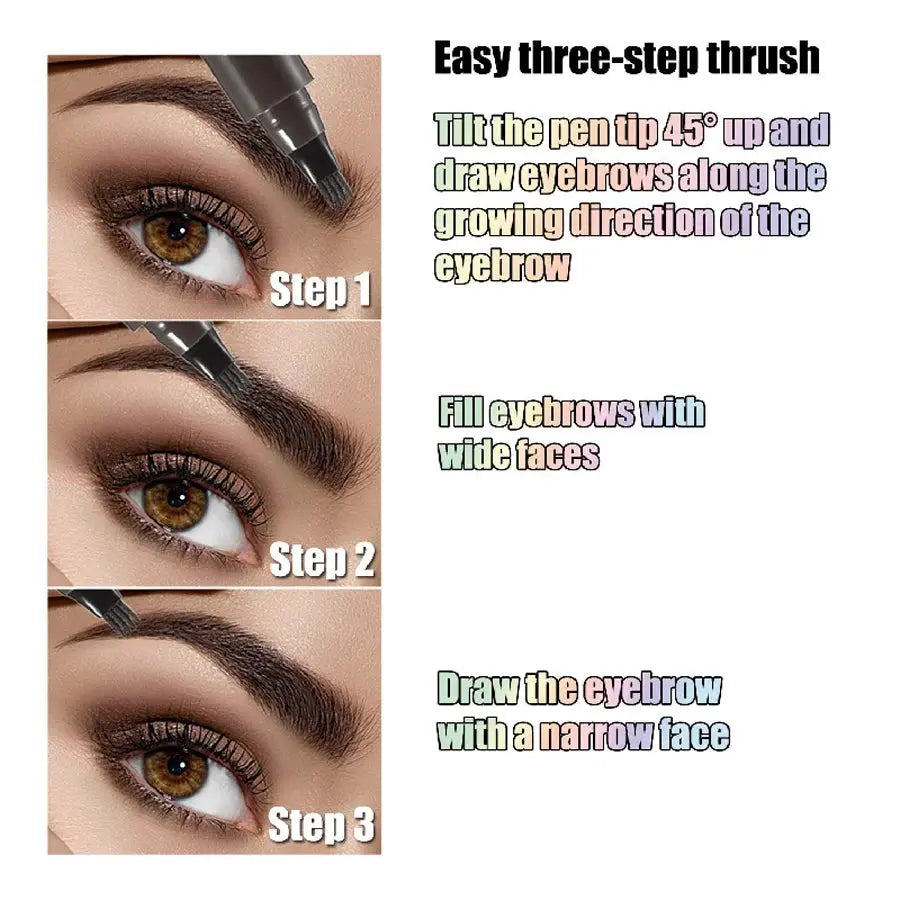 Waterproof Eyebrow Pen, Microblading Eyebrow Pencil With 4 Split Head, Natural Looking Brows Makeup ( 5 Colors) High Class Cosmetics