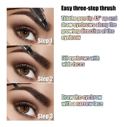 Waterproof Eyebrow Pen, Microblading Eyebrow Pencil With 4 Split Head, Natural Looking Brows Makeup ( 5 Colors) High Class Cosmetics