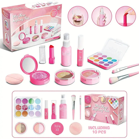 Children's Makeup Toy Set Simulated Beauty Makeup Box Set No Smearing No Liquid 10 Piece Non-toxic Set (Non Real Makeup) High Class Cosmetics