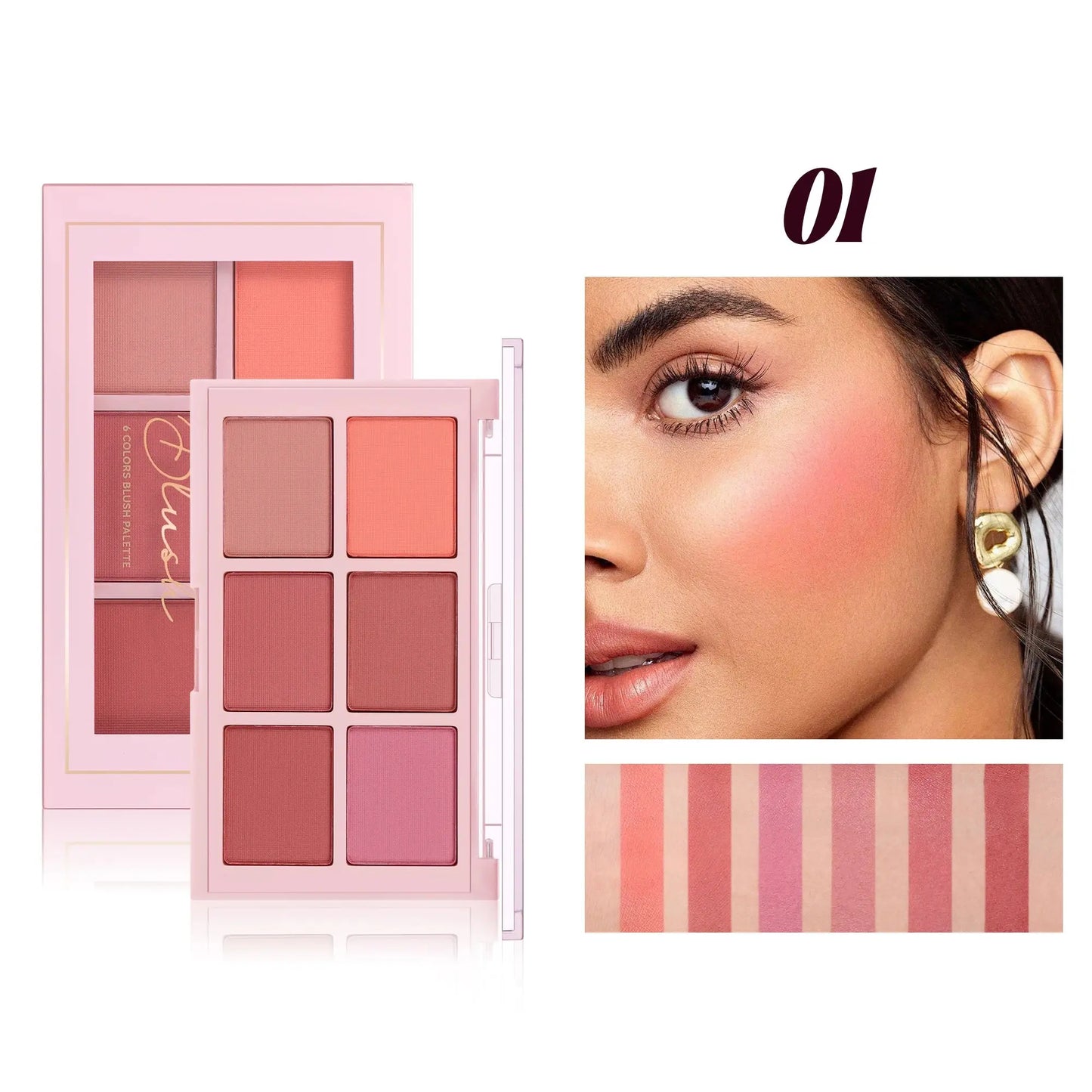Matte Blush Palette Highly Pigmented Long Lasting Face Makeup Natural Finish Brighten Skin Contour Highlight Powder High Class Cosmetics