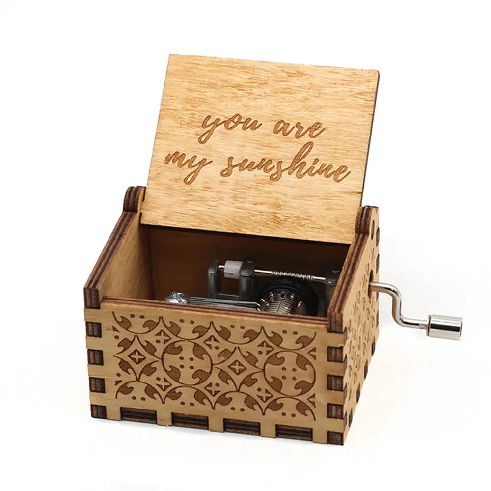 Vintage Wooden Music Box Beauty And Beast Romantic La Vie En Rose Music Box Valentine's Day Gift High Class Cosmetics