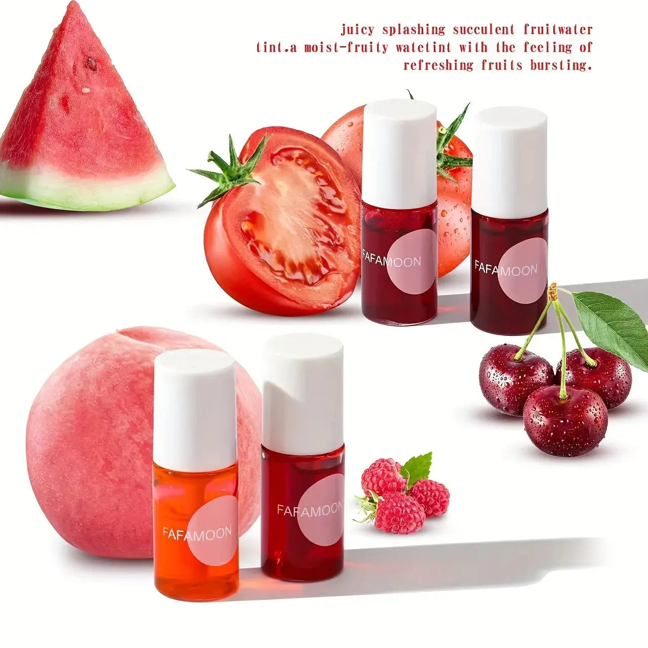 4 color Fruity Lip Tint Water Gloss Tint,Moisturizing Waterproof Liquid Lipstick, Non-Stick,High Pigment,Long-Lasting Colors High Class Cosmetics