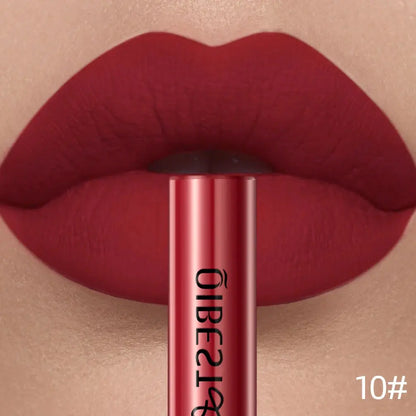 QIBEST Matte Liquid Lipstick Waterproof Long Lasting Velvet Lip Gloss Tint Tube Matte Nude Pigment Red Lipgloss Lips Makeup High Class Cosmetics