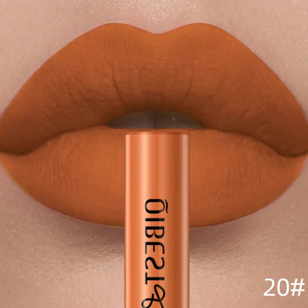 QIBEST Matte Liquid Lipstick Waterproof Long Lasting Velvet Lip Gloss Tint Tube Matte Nude Pigment Red Lipgloss Lips Makeup High Class Cosmetics