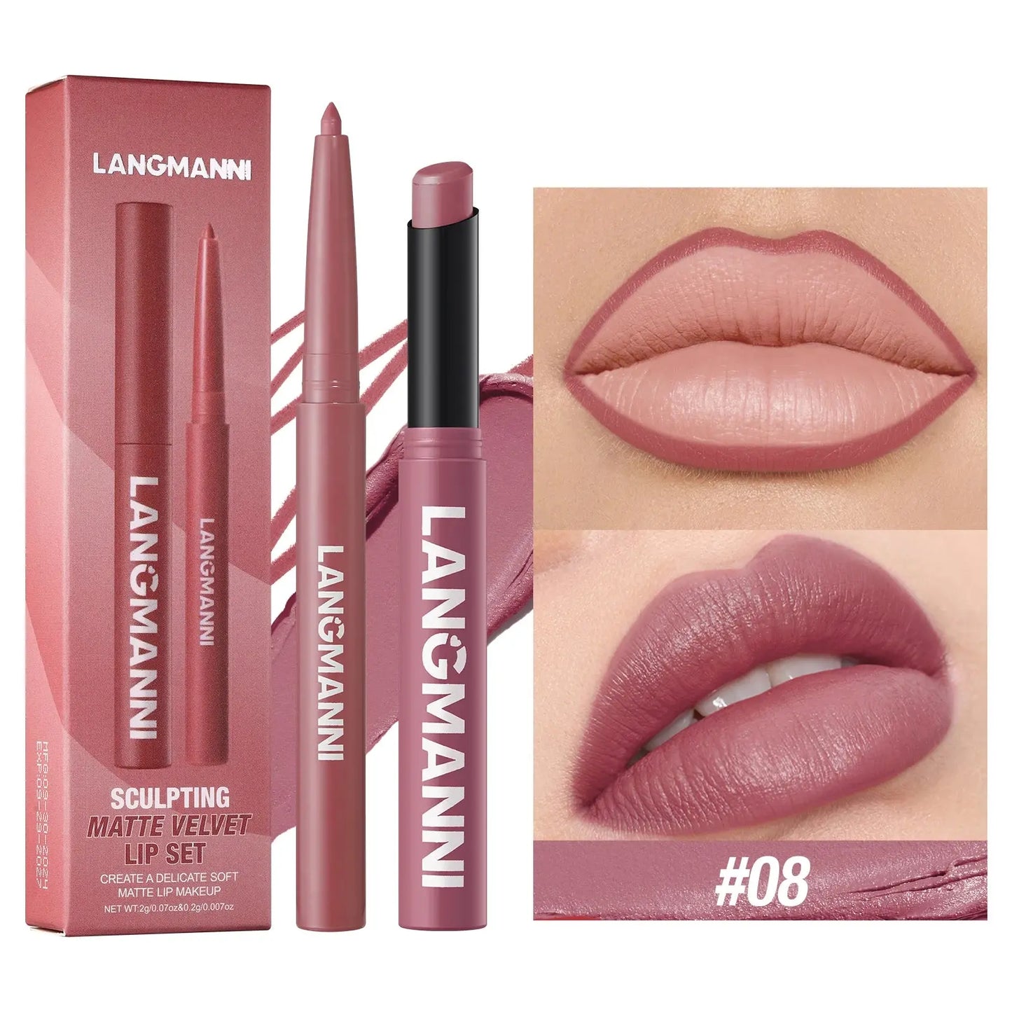 Integrated waterproof lipliner+lipstick lipstick lipstick set,no smudge,no fade,no cup,durable,easy to create a perfect makeup! High Class Cosmetics