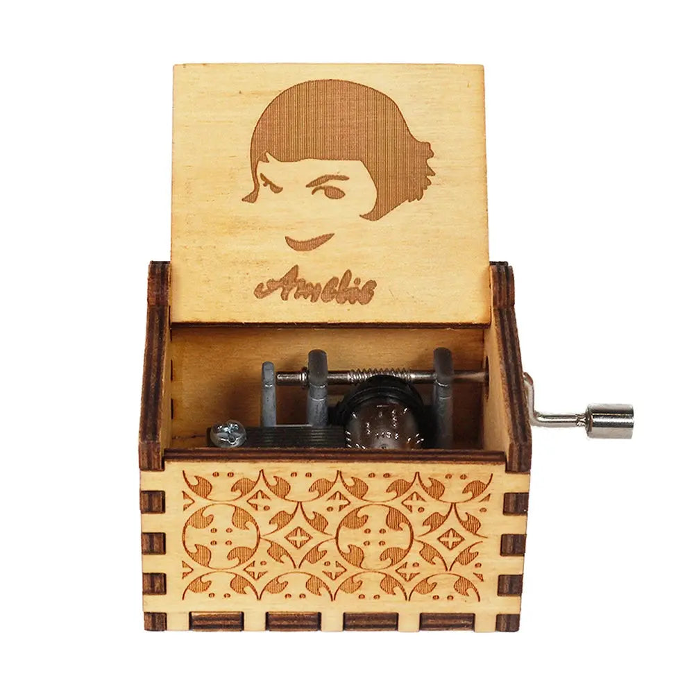 Vintage Wooden Music Box Beauty And Beast Romantic La Vie En Rose Music Box Valentine's Day Gift High Class Cosmetics