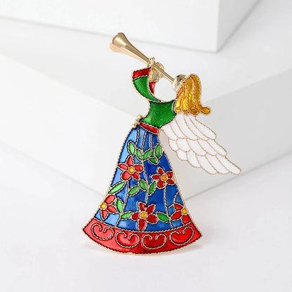 Beaut&Berry Elegant Enamel Speaker Angel Brooches for Women Character Pins Friends Party Gifts Banquet Jewellery Accessories High Class Cosmetics