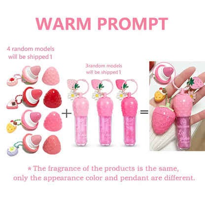 4-Color Random Sending Strawberry Lip Gloss Lipstick Moisturizing Winter Antifreeze Anti Crack Moisturizing Lasting lip balm High Class Cosmetics