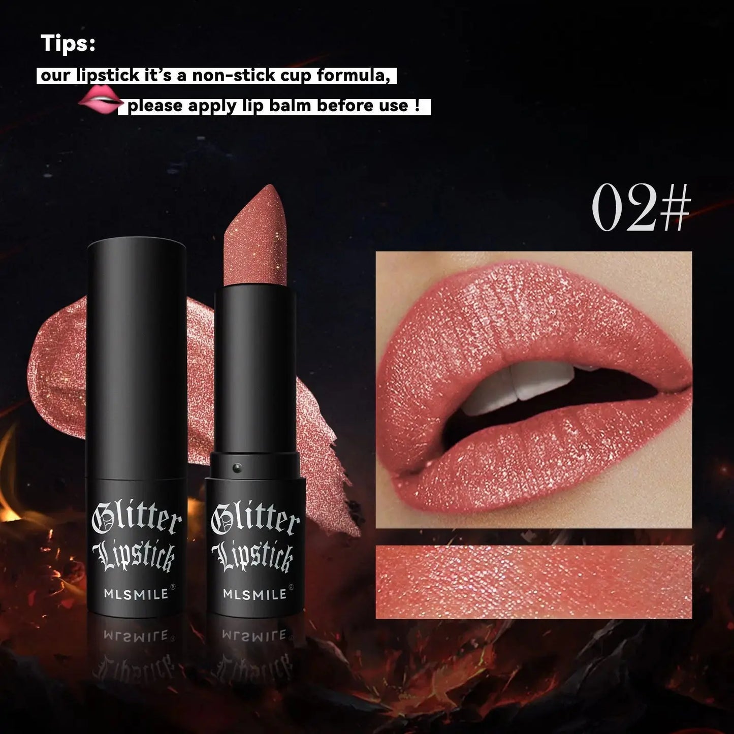7Colors Glitter Lipstick Waterproof Long Lasting Diamond Pearlescent Metallic Lipstick Black Lipgloss Women Lips Makeup Cosmetic High Class Cosmetics