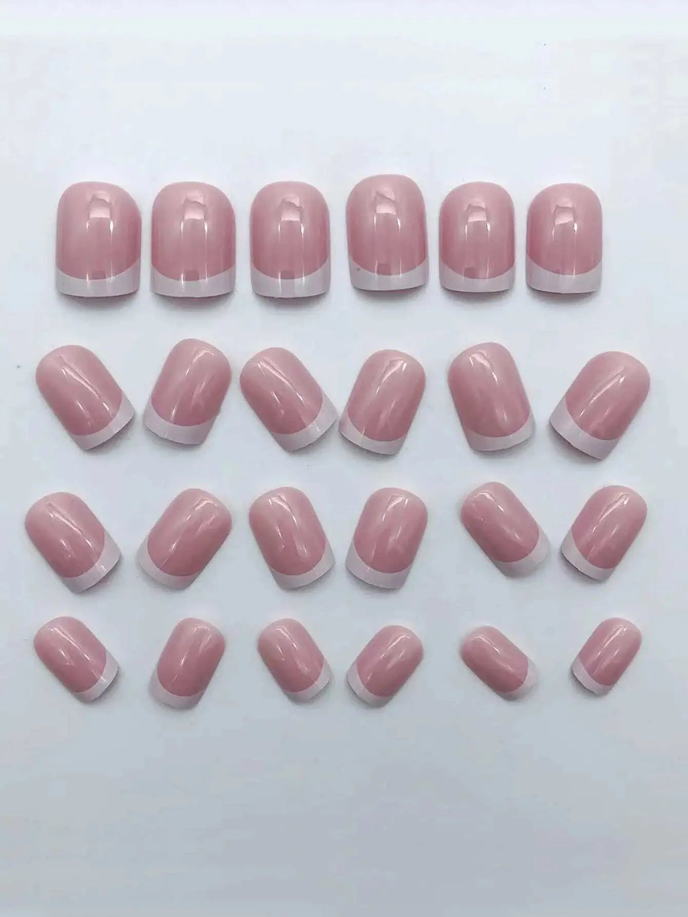 24pcs/set short square fake nails for women cute bride heart white french tips faux ongles y2k press on false nail supplies High Class Cosmetics