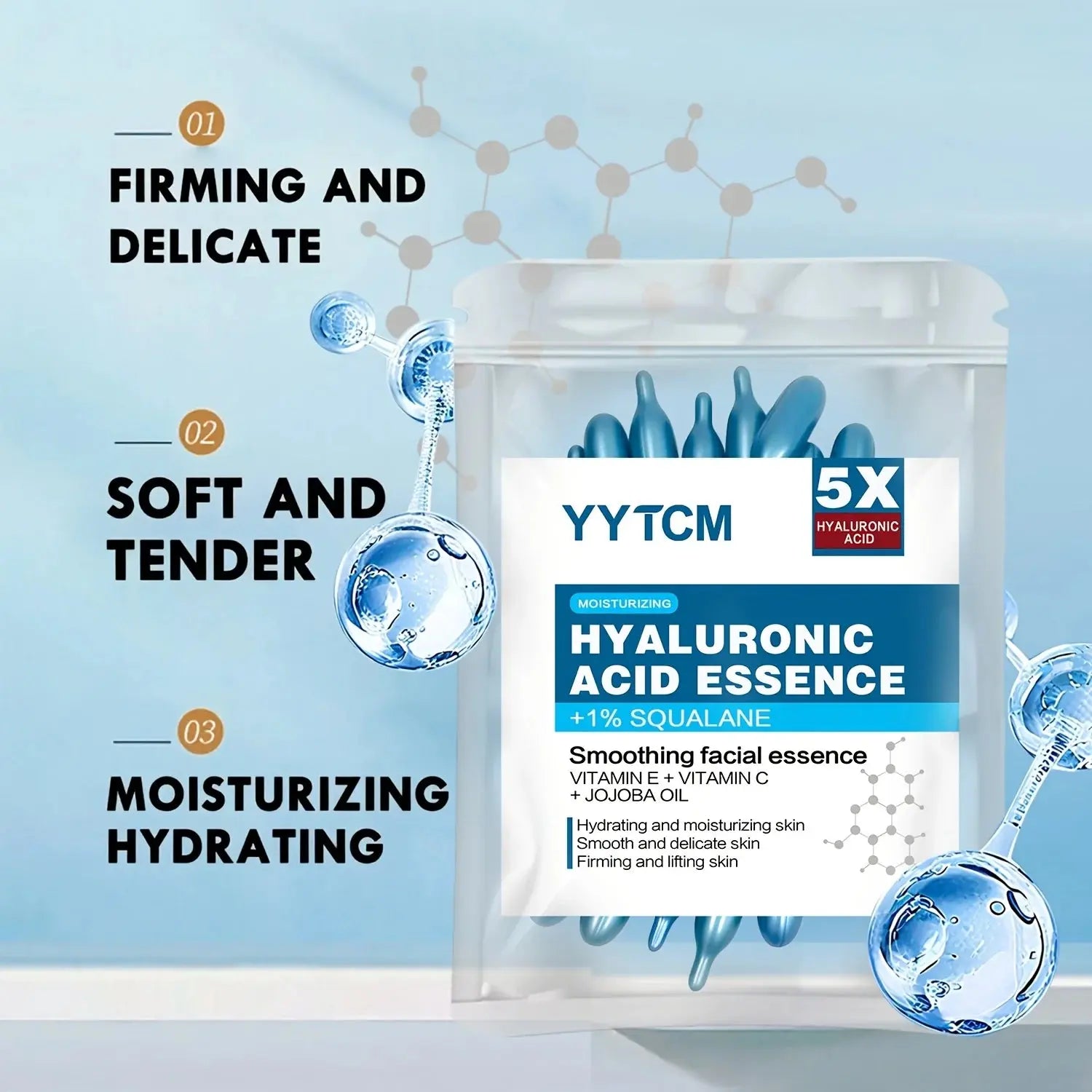 Hyaluronic acid deep moisturizing capsule essence, deep moisturizing and brightening skin essence (0.4gx30 capsules)/bag -1 bag High Class Cosmetics