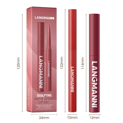 Integrated waterproof lipliner+lipstick lipstick lipstick set,no smudge,no fade,no cup,durable,easy to create a perfect makeup! High Class Cosmetics