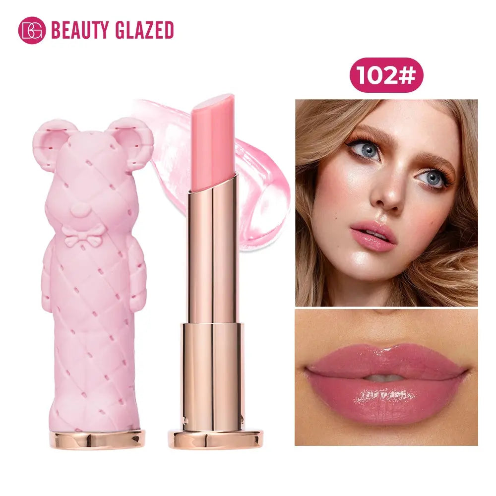 Beauty Glazed Bear Moisturizing Lipstick,Colored Lip Balm,Nourishing Lip stick,Easy To Color,Watery High Class Cosmetics