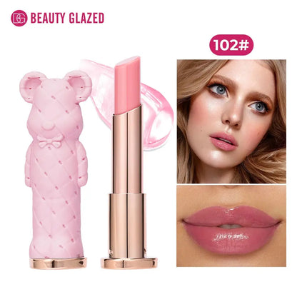 Beauty Glazed Bear Moisturizing Lipstick,Colored Lip Balm,Nourishing Lip stick,Easy To Color,Watery High Class Cosmetics