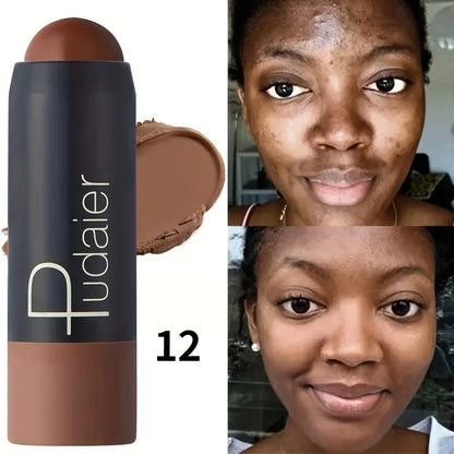 2-in-1 Foundation & Concealer Stick, Waterproof Long Wear, Full Cover, Hide Blemishes, Smooth Base Makeup High Class Cosmetics