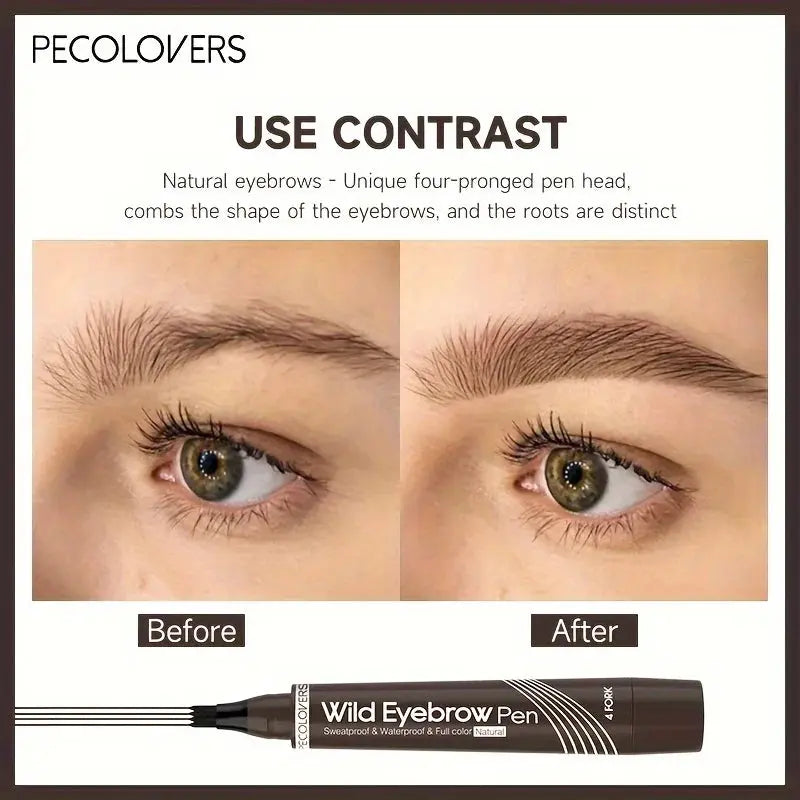 6 Colors 1pc Eyebrow Pen Waterproof 4 Split Tip Eyebrows Pen Eyebrow Tattoo Pen Waterproof Liquid Black Eyebrow Makeup Pencil High Class Cosmetics