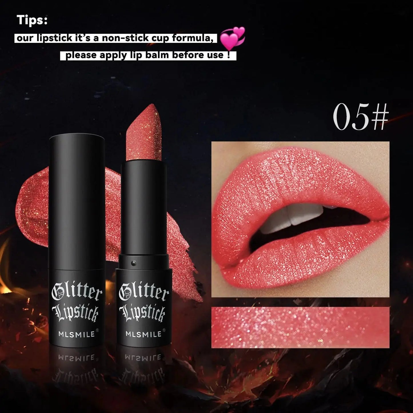 7Colors Glitter Lipstick Waterproof Long Lasting Diamond Pearlescent Metallic Lipstick Black Lipgloss Women Lips Makeup Cosmetic High Class Cosmetics
