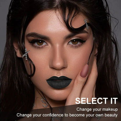 Matte black lipstick, long-lasting waterproof, no creases, Gothic dark makeup party, Halloween cosplay makeup High Class Cosmetics