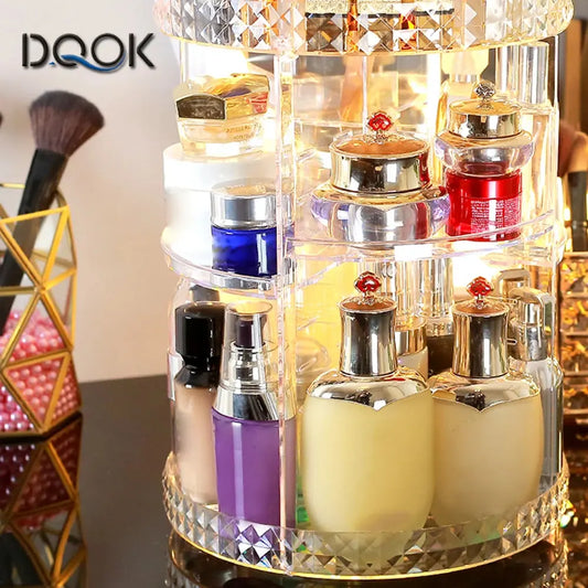 360 Degree Rotation Make Up Organizer Box Cosmetic Organizer Transparent Fashion Spin Multi-Function Detachable Acrylic High Class Cosmetics