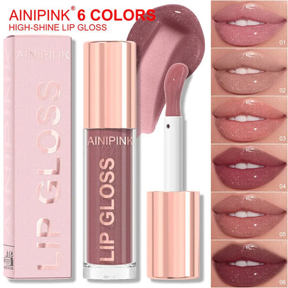 Glitter Lip Gloss Lipstick, Lip Tint Moisturizing Hydrating Long Lasting  Non-Stick Cup Waterproof Nude Lip Plumper High Pigment High Class Cosmetics
